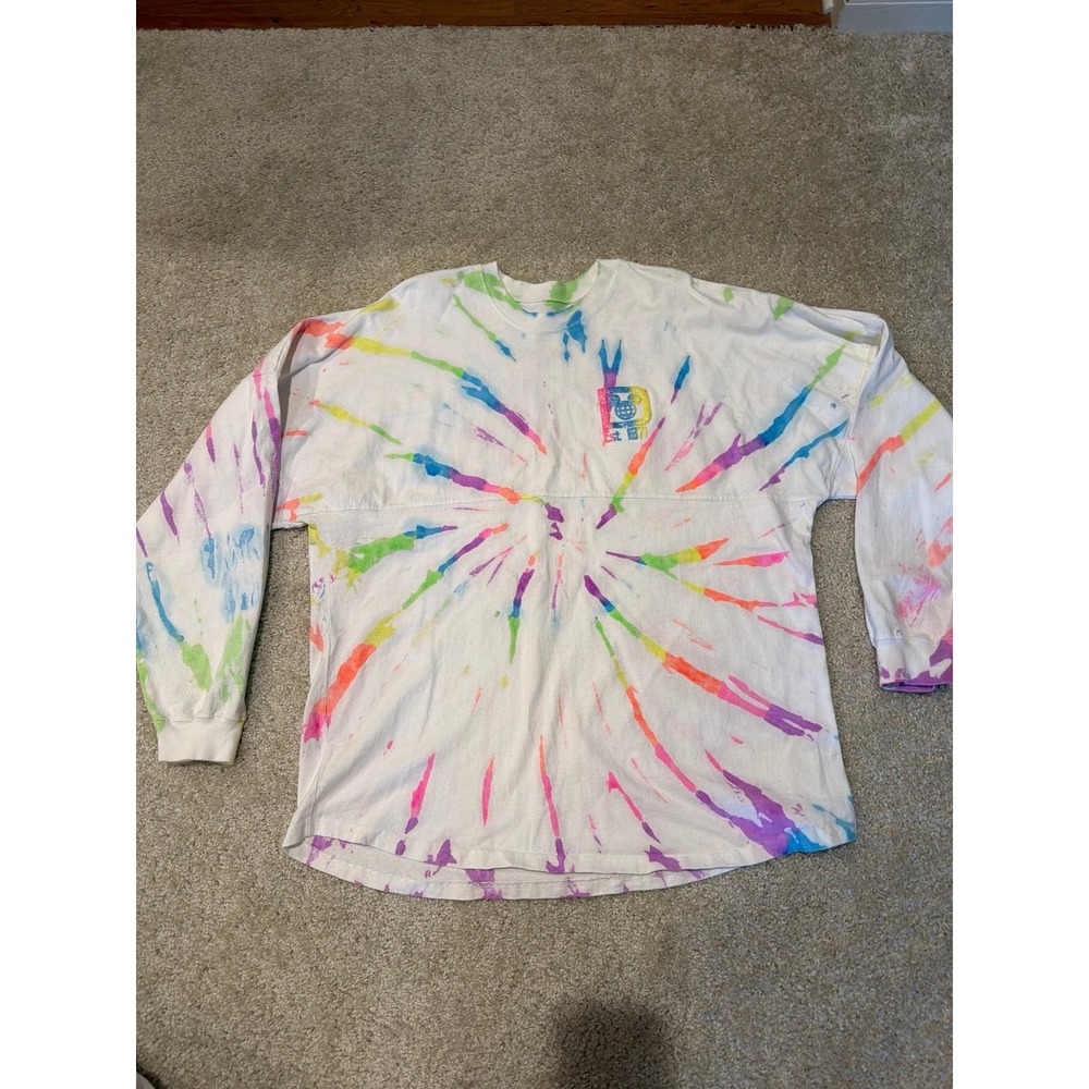 Disney World Tie Dye Spirit Jersey Mens XL Rainbow Glitter Puff Print Shirt
